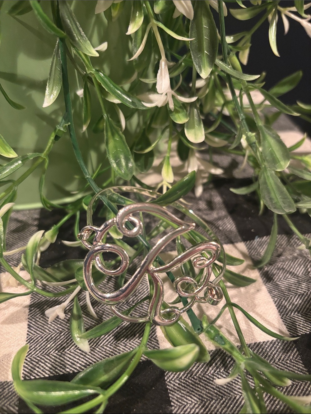 Silver Script Monogram Bracelet -Letter K